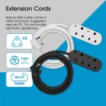 3m 1mm Side by Side White Extension Cord 10A - Image 4